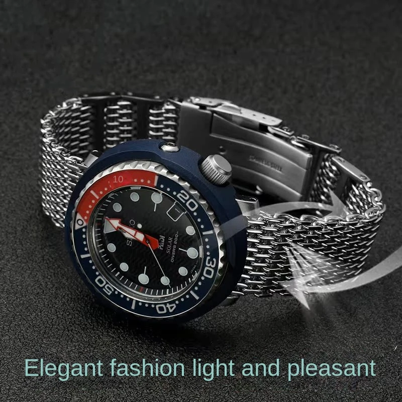 For SEIKO Seiko No.5 SRPD69K1 Omega Breitling Cool Shark Mesh Strap Stainless Steel Band Milan Watch Band Chain 20mm 22mm 24mm