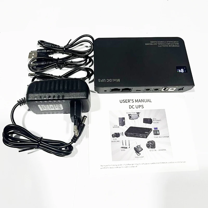 DC UPS Battery Backup 10400mAh 9V 12V 2A 15V 24V 1A Output Uninterruptible Power Supply 85‑265V UPS Battery Backup EU Plug