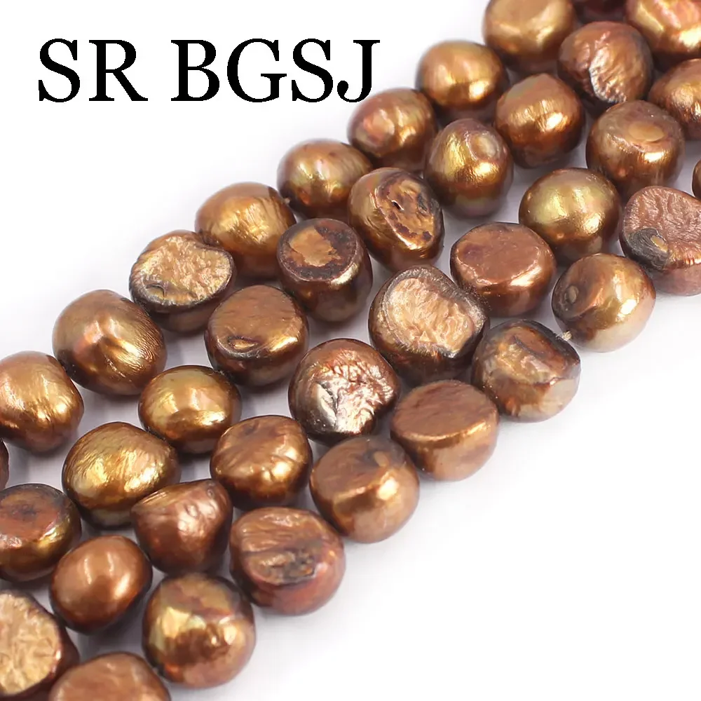 10-11mm Brown Baroque Potato Genuine Natural Freshwater Pearl Jewelry DIY Accessories Spacer Beads 14