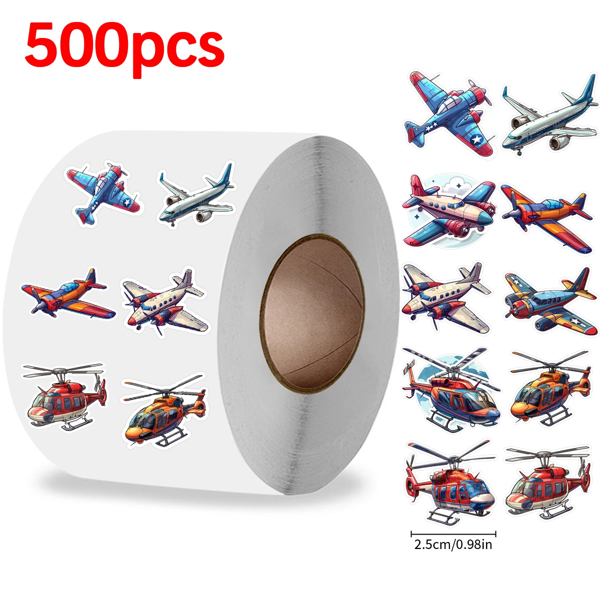 500pcs Zoo Cartoon Animals Cartoon Police Car Airplane Roll Stickers Cartoon Reward Stickers Children\'s Toy Stickers