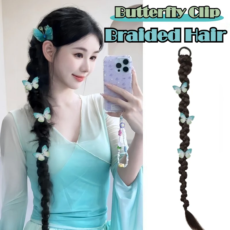 1 個ロング編組ポニーテールヘアエクステンション 70 センチメートル合成編組ウィッグヘアピースボクシングツイスト三つ編み女性のための DIY 日常着