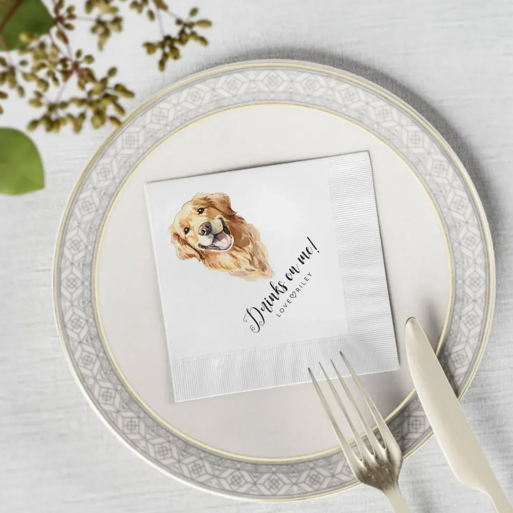 80 pcs Custom Pet Cocktail Napkins,Dog Wedding Napkins,Custom Pet Portrait Napkins,Pet Lover Wedding Decor,Pet Cocktail Napkins