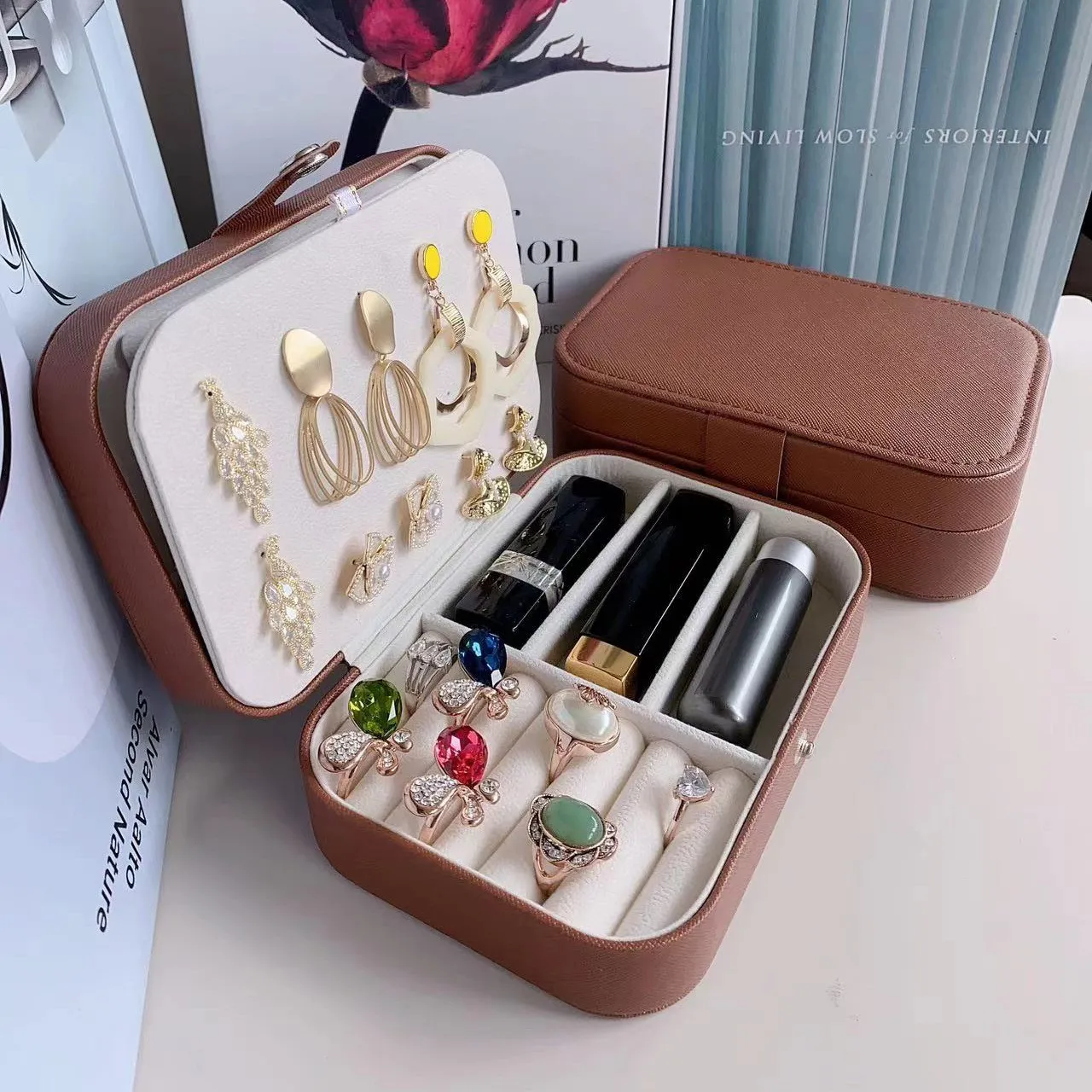 Portable Jewelry Storage Box Travel Organizer Case