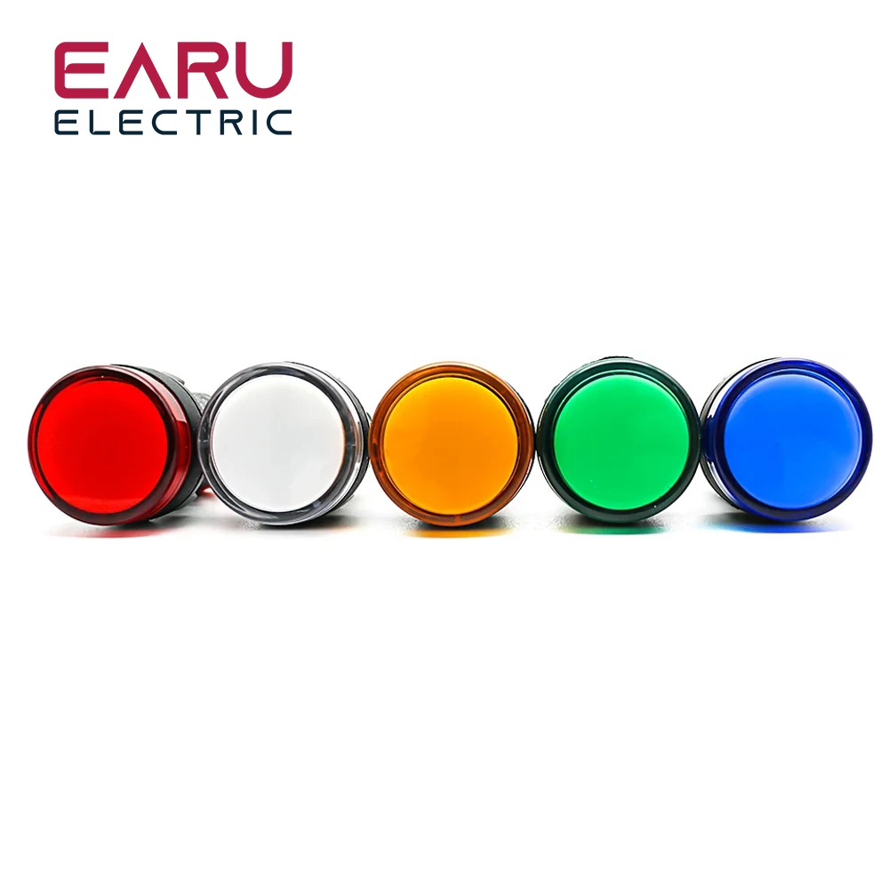Lámpara de señal indicadora impermeable, de 22mm ad16-22ds, CA/CC, 12V, 24V, 110V, 220V, 380V, rojo, verde, amarillo, azul, blanco, 20mA