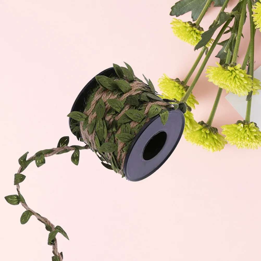 

2pc Burlap Leaves Jute Rope Artificial Vines Biodegradable Garland Wedding Accessory Gift Packaging Diy Craft Bouquet Wrapping