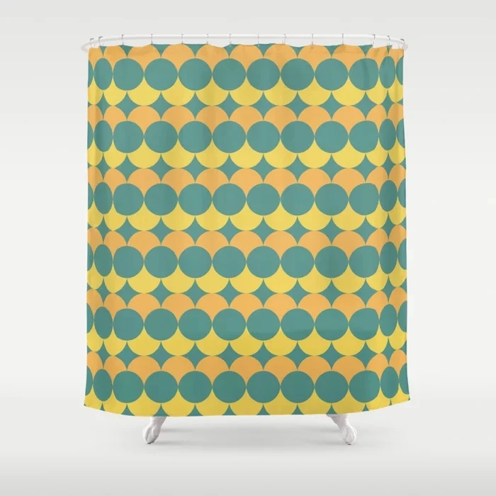 Simple Retro Round Pattern Bathroom Curtain, Home Decoration, Waterproof Bathtub, Creative Personality Shower Curtain