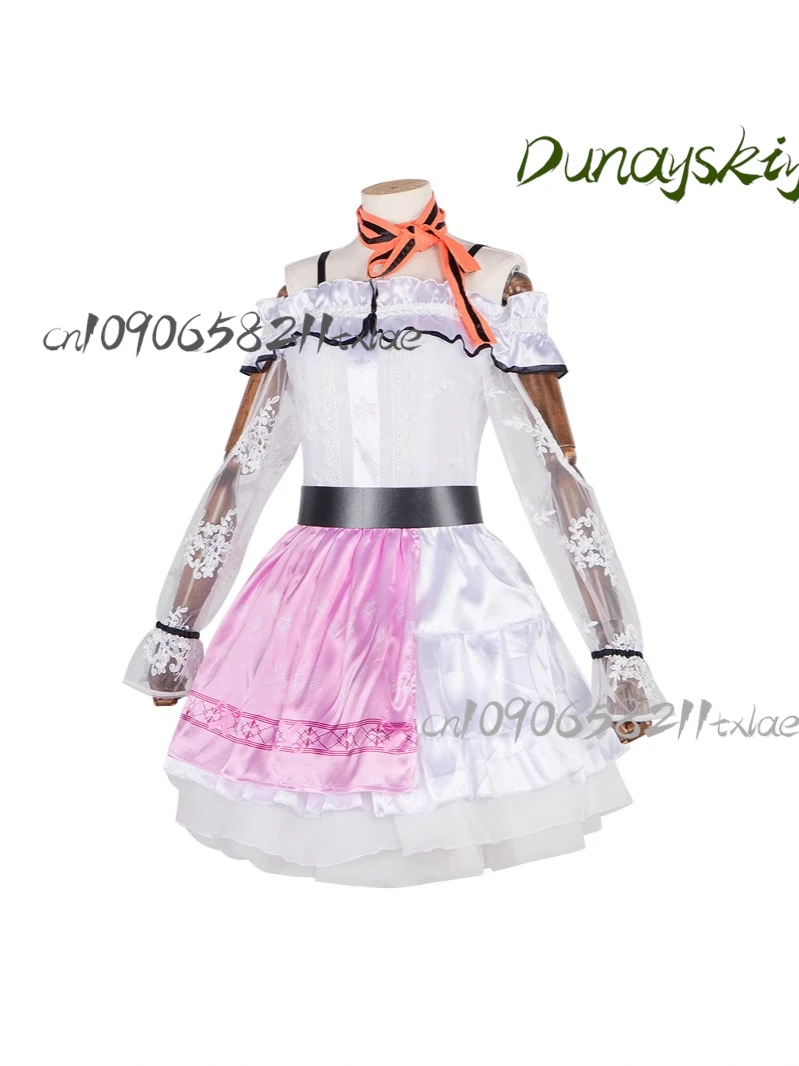 ニッキコスプレアニメインフィニティニッキ甘いピンクロリータドレス制服かつらセットハロウィンパーティー衣装女性のためのスカートカスタマイズ