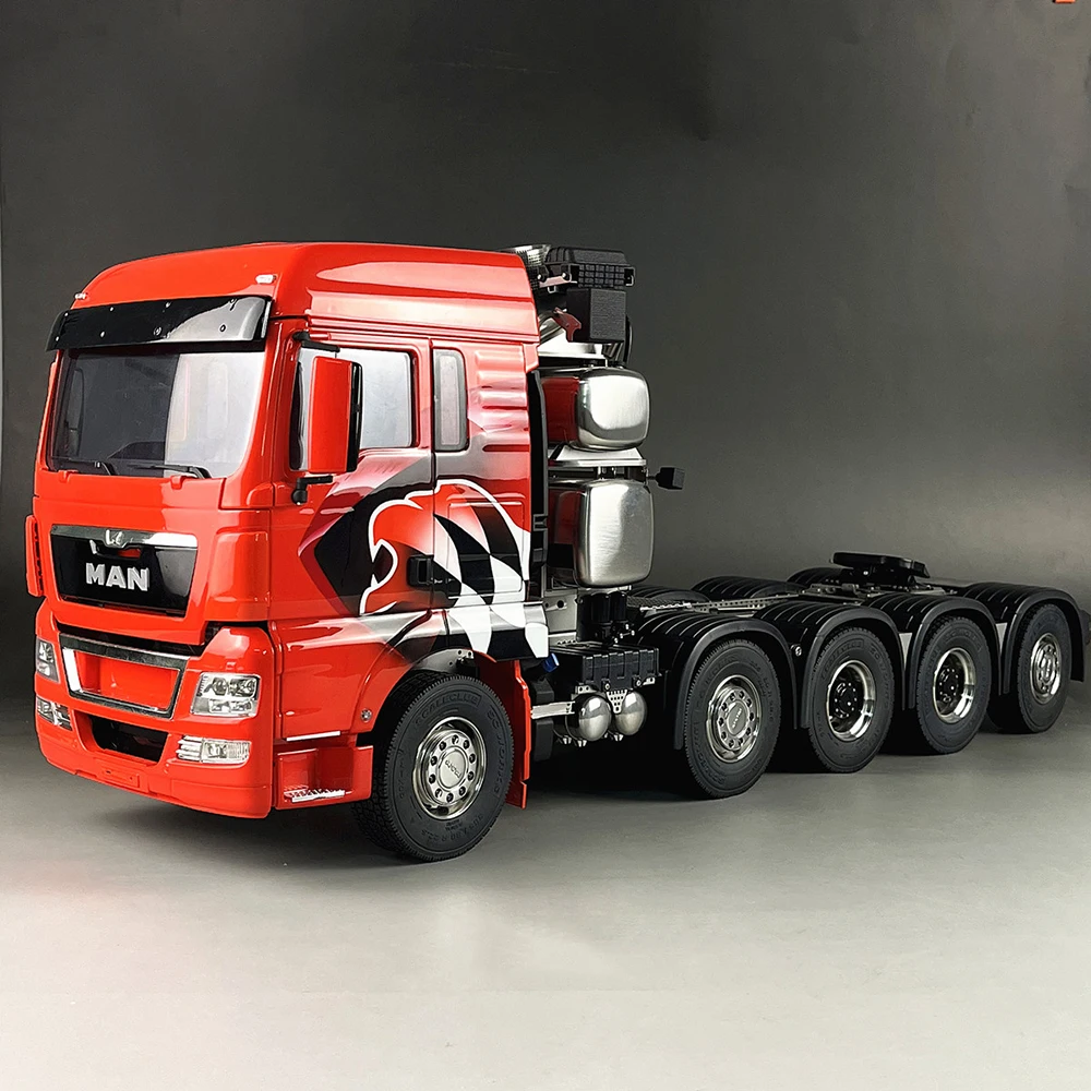 Tamiya 1/14 RC MAN 10X10 Heavy Duty Trailer with Rear Wheel Steering Tail Light RC Car Model Toy