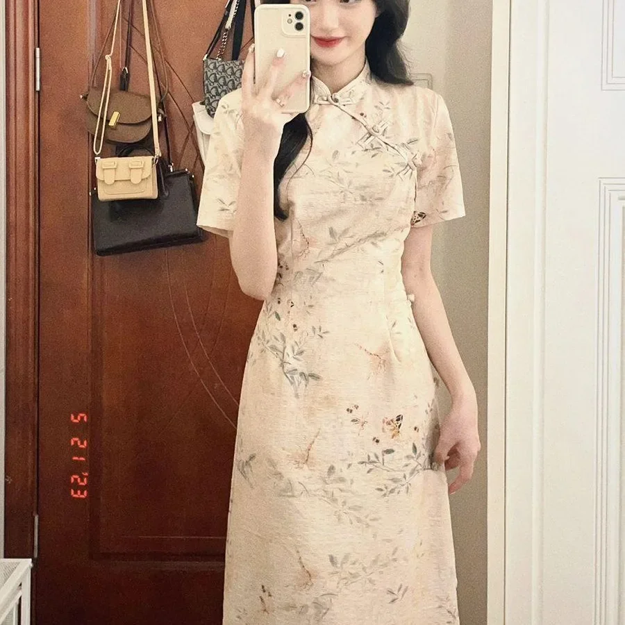 Elegant High-end Feel Chinese Dress 2024 Summer Charming Women's Cheongsams Young Style National Style Fashion