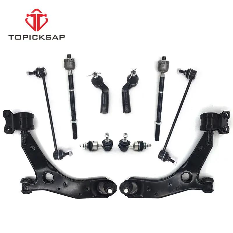 TOPICKSAP 10pcs Front Lower Control Arm Sway Bar End Links Tie Rod End Set & Suspension Kit for Mazda 3 5 2004 - 2014