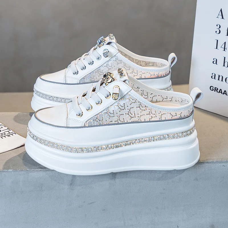 

7CM Women Sandals Platform Wedge Sneaker Sandals Slides Women 2026 Summer Shoes Air Mesh Shoes Mules Shoes Slippers Breathable