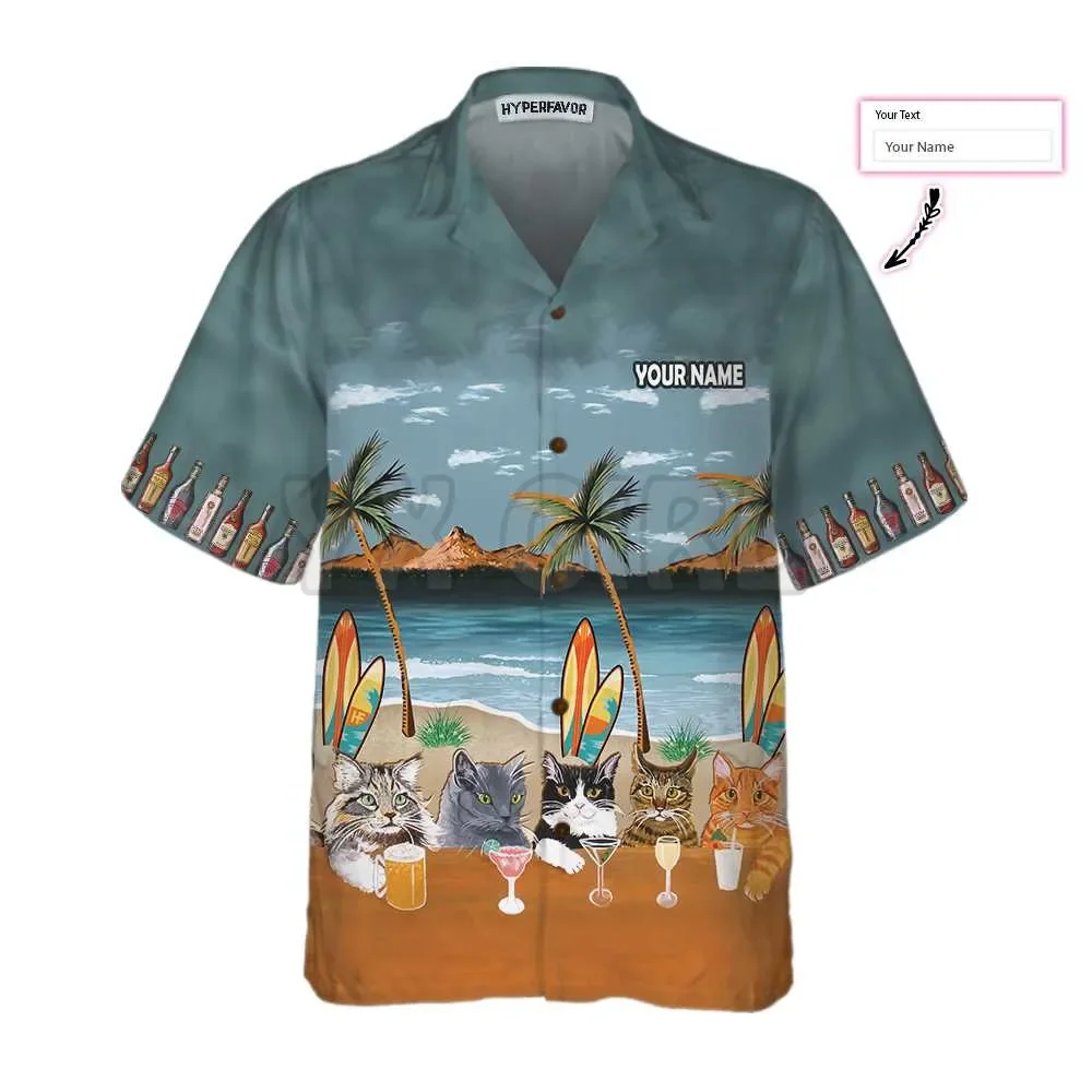 Padrão de boliche e dourado personalizado você 3d todo impresso camisa havaiana masculina para mulher harajuku camisa casual unisex