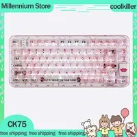 Coolkiller Ck75 Mechanical Keyboard 3 Mode 2.4G Bluetooth Wireless Keyboards Transparent Hot Swap Pc Gasket Gaming Keyboard Gift