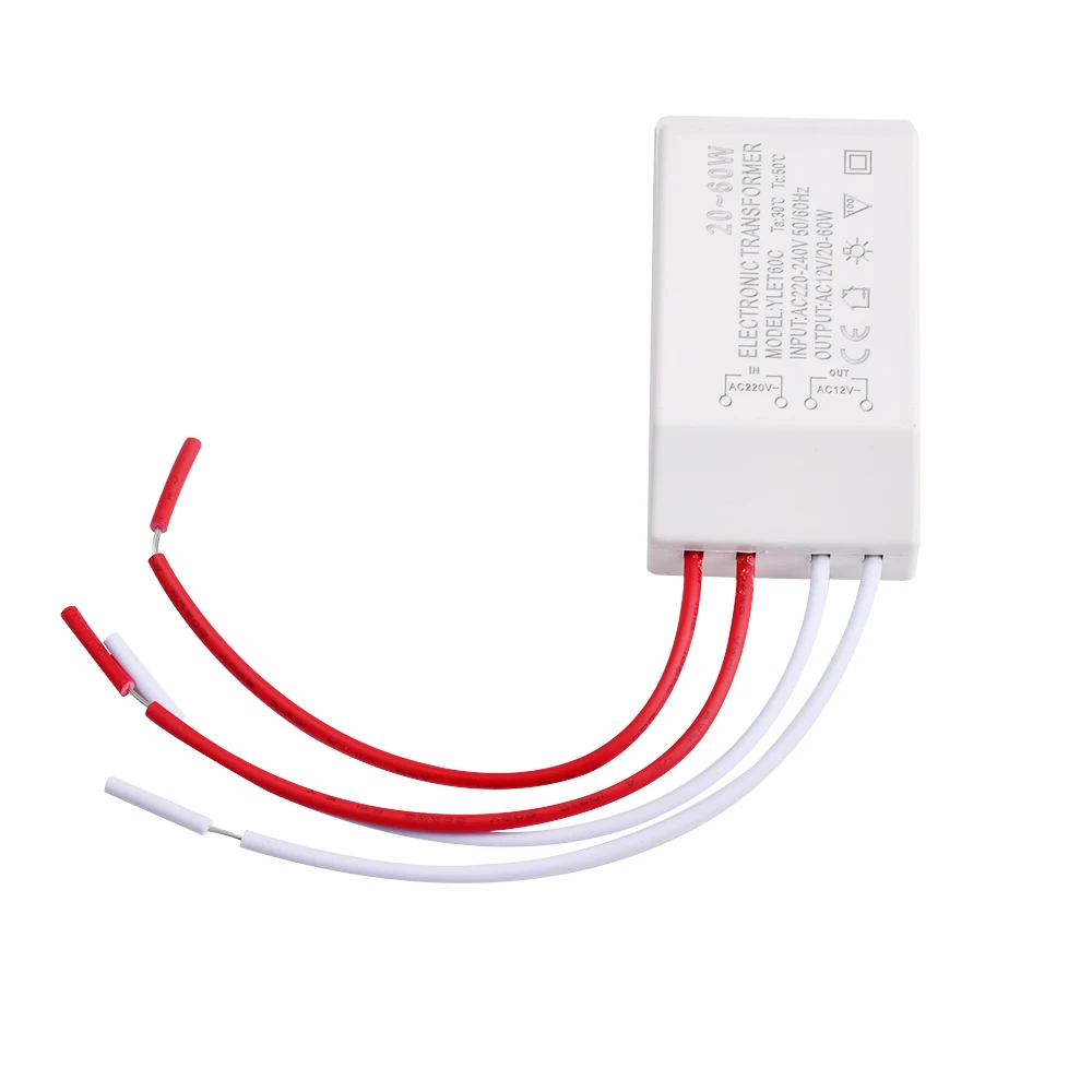 ไฟฮาโลเจน AC 220V ~ 240V ถึง12V 20-60W ไฟ LED ไดรเวอร์พาวเวอร์ซัพพลายตัวแปลงไฟฟ้าเหมาะสำหรับโคมไฟกลางแจ้งในบ้านเครื่องมือ