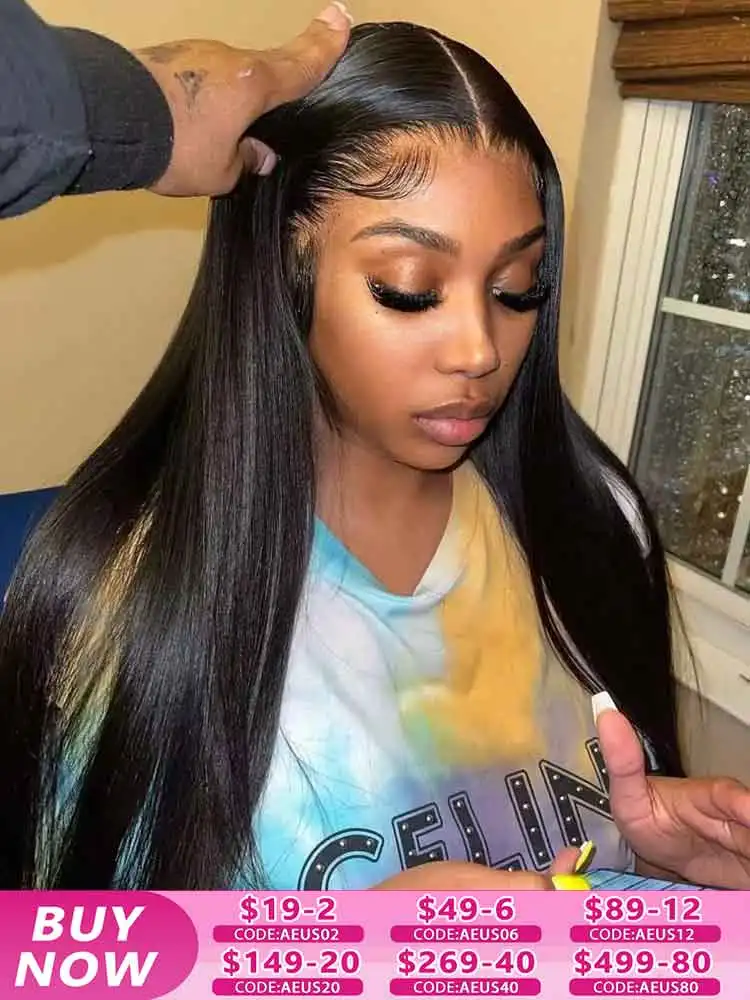 

6x4 Lace Wear and Go Glueless Wig Human Hair Pre-Plucked 180% No Glue Lace Front Closure Wig 5x5 Bone Straight Lace Frontal Wigs