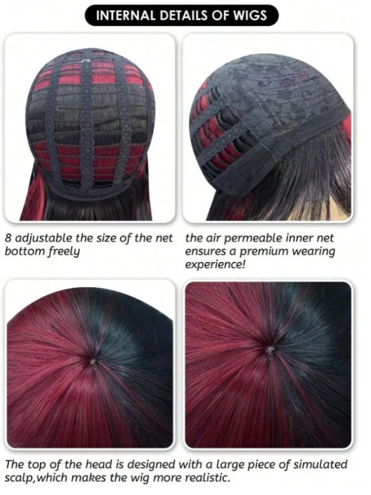 Alicegarden-synthetic heat-resistant wigs with bangs multi-color wigs, 16 inches，made from fiber, stylish, natural and realistic