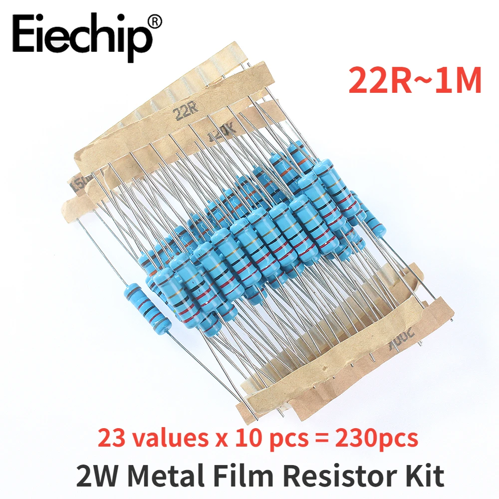 

230PCS 2W Metal Film Resistor Kit 22R~1M Ohm Resistance 1% 23 Types*10pcs Resistors Set