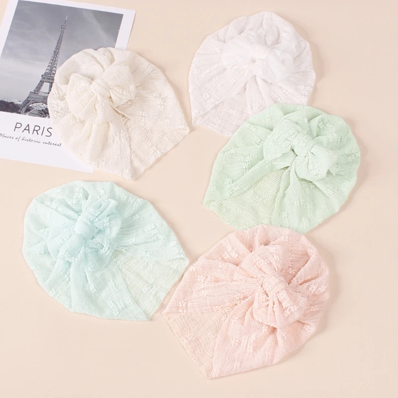 Infant Summer Mesh Hat Baby Beanie Cap Newborn Girl Breathable Indian Bow Hats