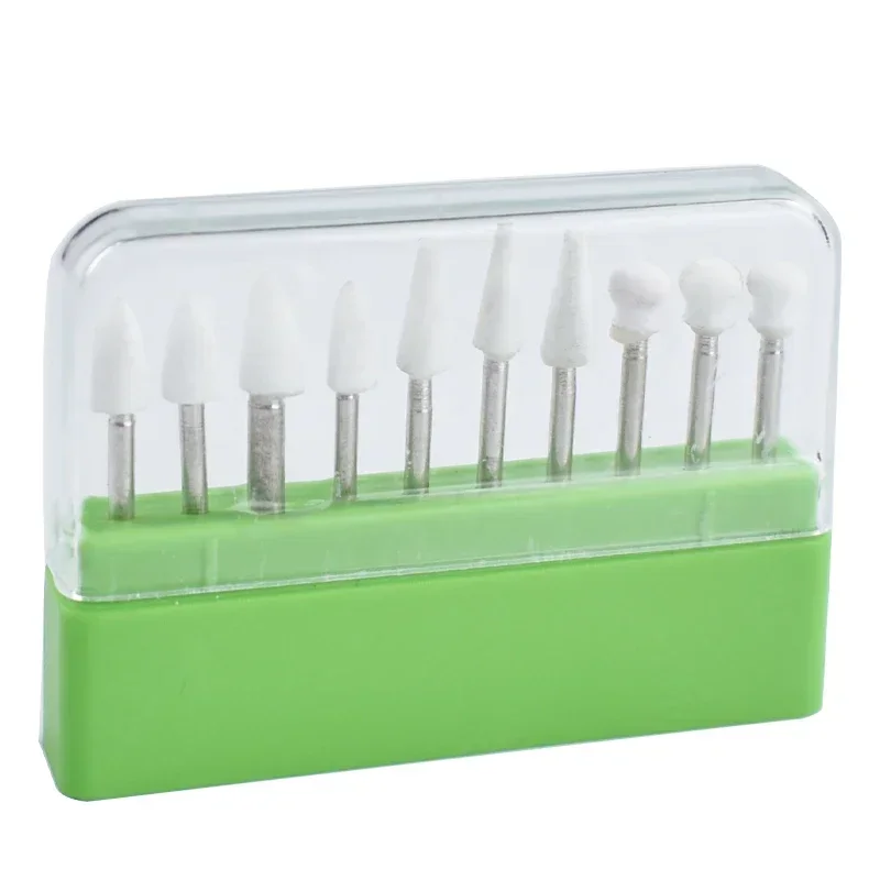 

10Pcs/box Dental Flame Cone Round White Stone Polisher Burs for Polishing Filling Composite Dental Tools