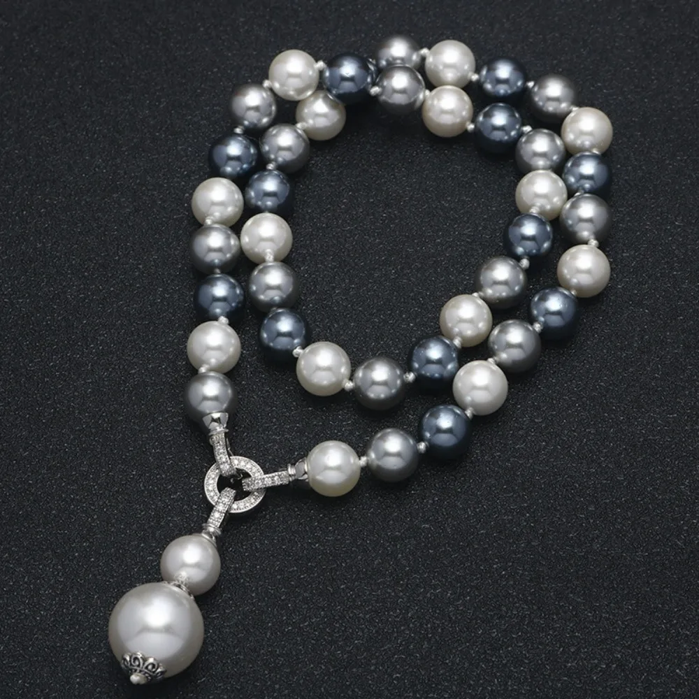 New Fashion Glass Pearl Pendant Necklace for Women Luxury Charm Girls Gift Collarbone Chain Sweater Chain Bulk Items Wholesale