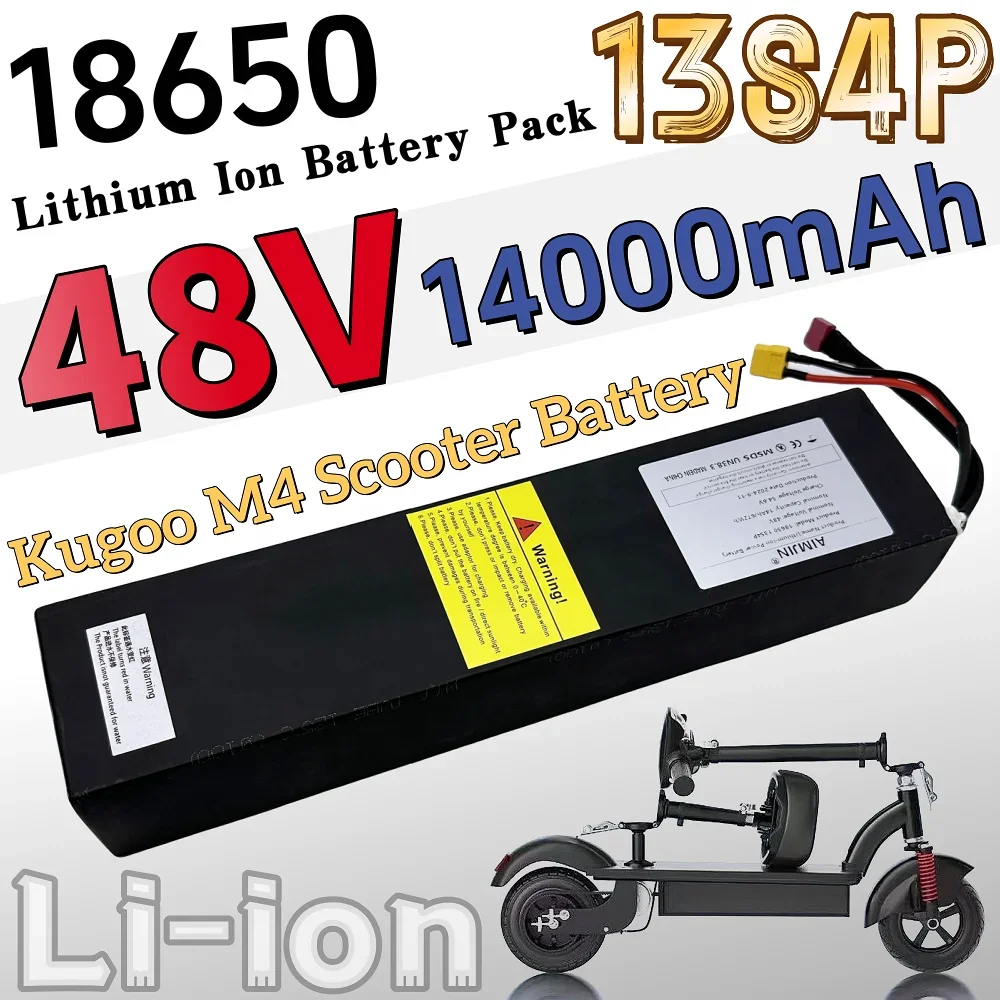 

13S4P Lithium ion Battery Pack 48V 14000mAh 672Wh Rechargeable Battery With BMS Suitable for Kugoo M4 Electric Scooter Battery