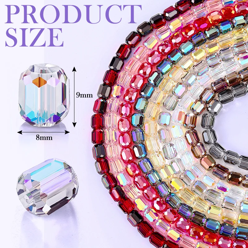 8 mm Glas-Säulenperlen, Kristallfass, facettiert, lose Abstandshalter, Bastelperlen für Armband, Halskette, Ohrringe, Windspiel, Schmuckherstellung