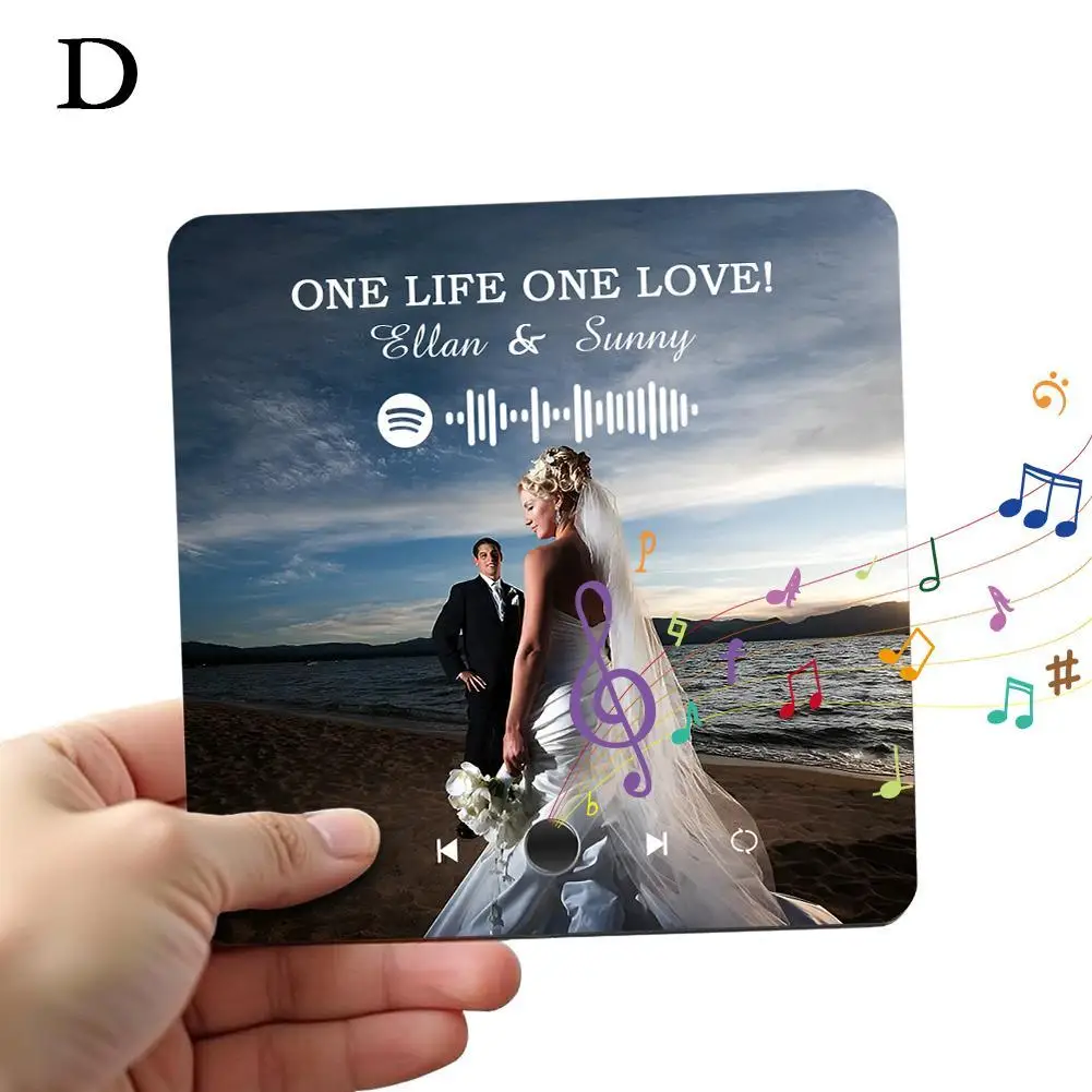 Acrylic Custom Music Fridge Magnet With Photo Personalized Music Fridge Magnet Play Songs Type C Charging Valentine's Gifts