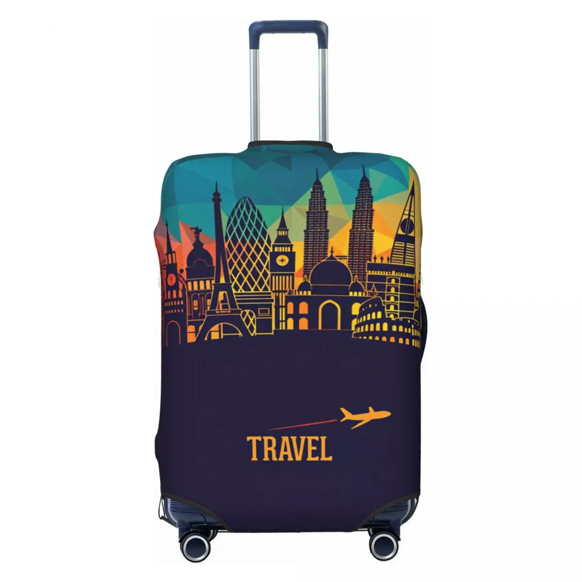Travel Around The World Suitcase Cover Strectch Business Protector Luggage Case Flight