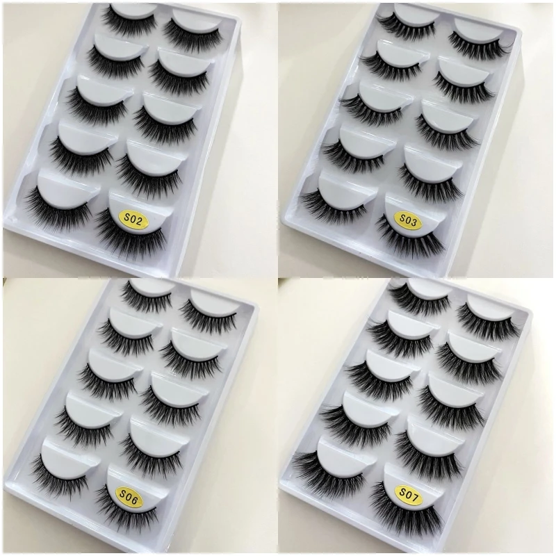 5 Pairs Natural Short-Style 3D Eyelashes Realistic Fresh Nude Makeup Look Artificial Flare Eye Extensions for Eye Beauty