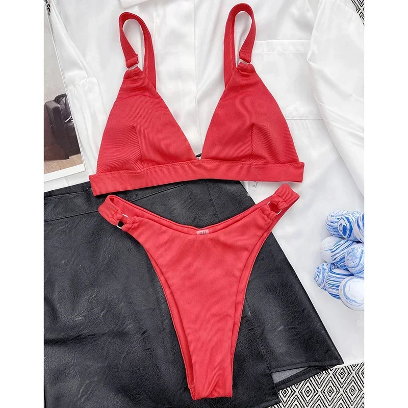 Bikini Set Bathing Suit Women Sexy Triangle Suspender G-string Split Swimwear 2025 New Casual Beach Bikini Swimsuit 2 Piece Sets