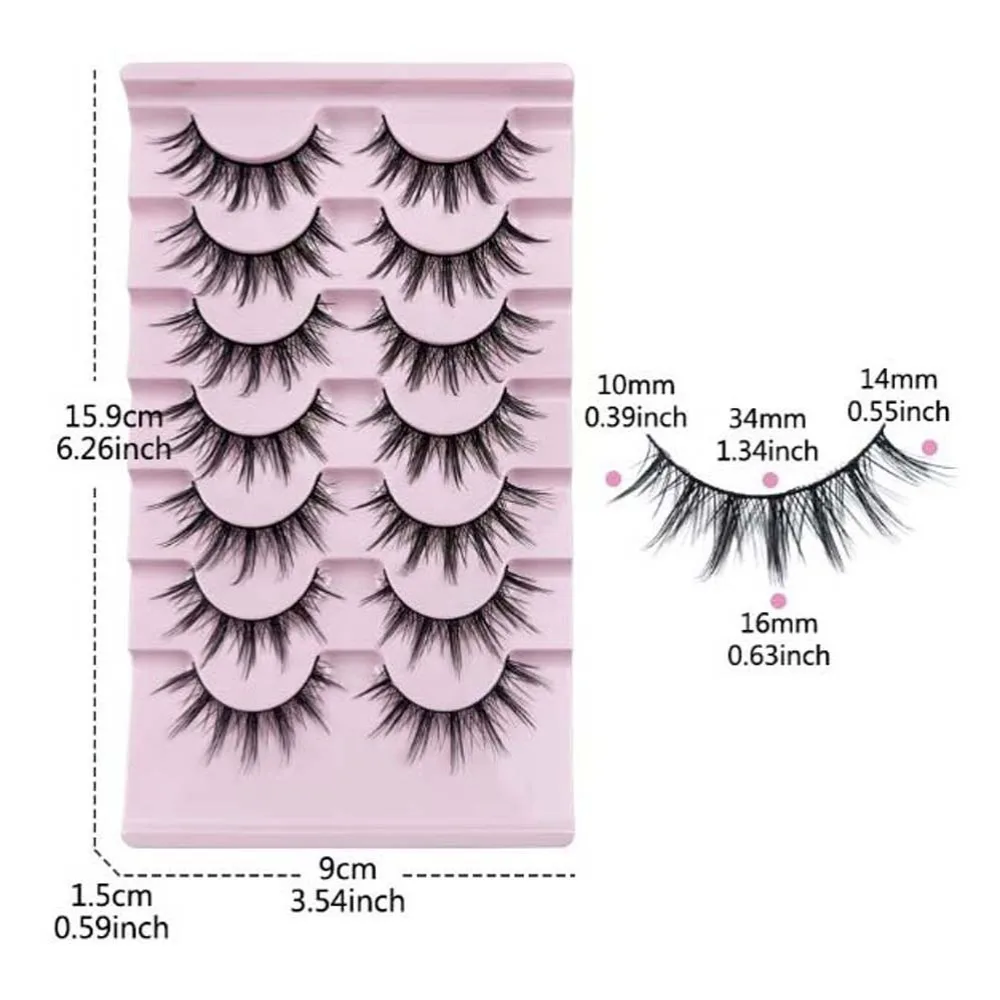 7Pairs Cat Eye Big Devil Falsche Wimpern L Curl Volle Streifen Cat Eye Gefälschte Wimpern Lange Geflügelte Schräge Faux Nerz Wimpern