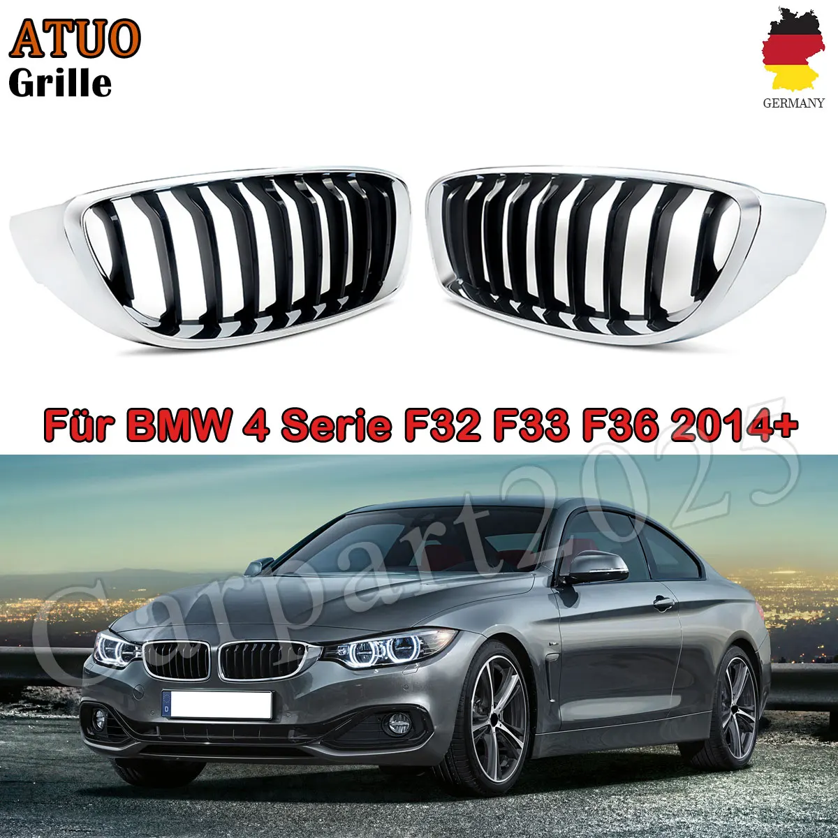 

SAIQINGSP For 2014+ BMW 4 Series F32 F33 F36 F80 F82 M4 Chrome + Black