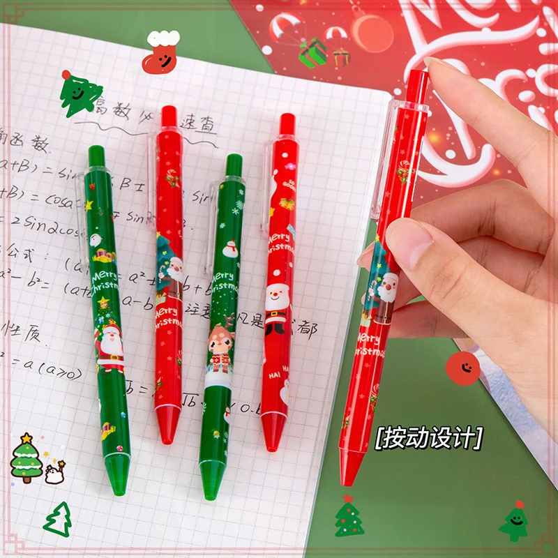 36 Pcs Cartoon Christmas Press Black Ink Gel Pens Cute Elementary School Stationery Gifts