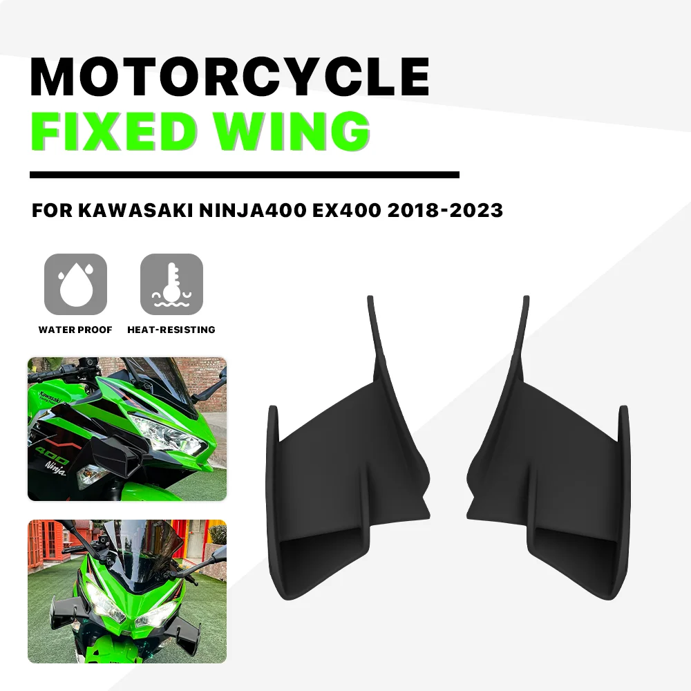 

Motorcycle Front Fixed Wing Fairing For Kawasaki NINJA400 EX400 2018-2023 Deflector Winglet Aerodynamic Wing Deflector Spoiler