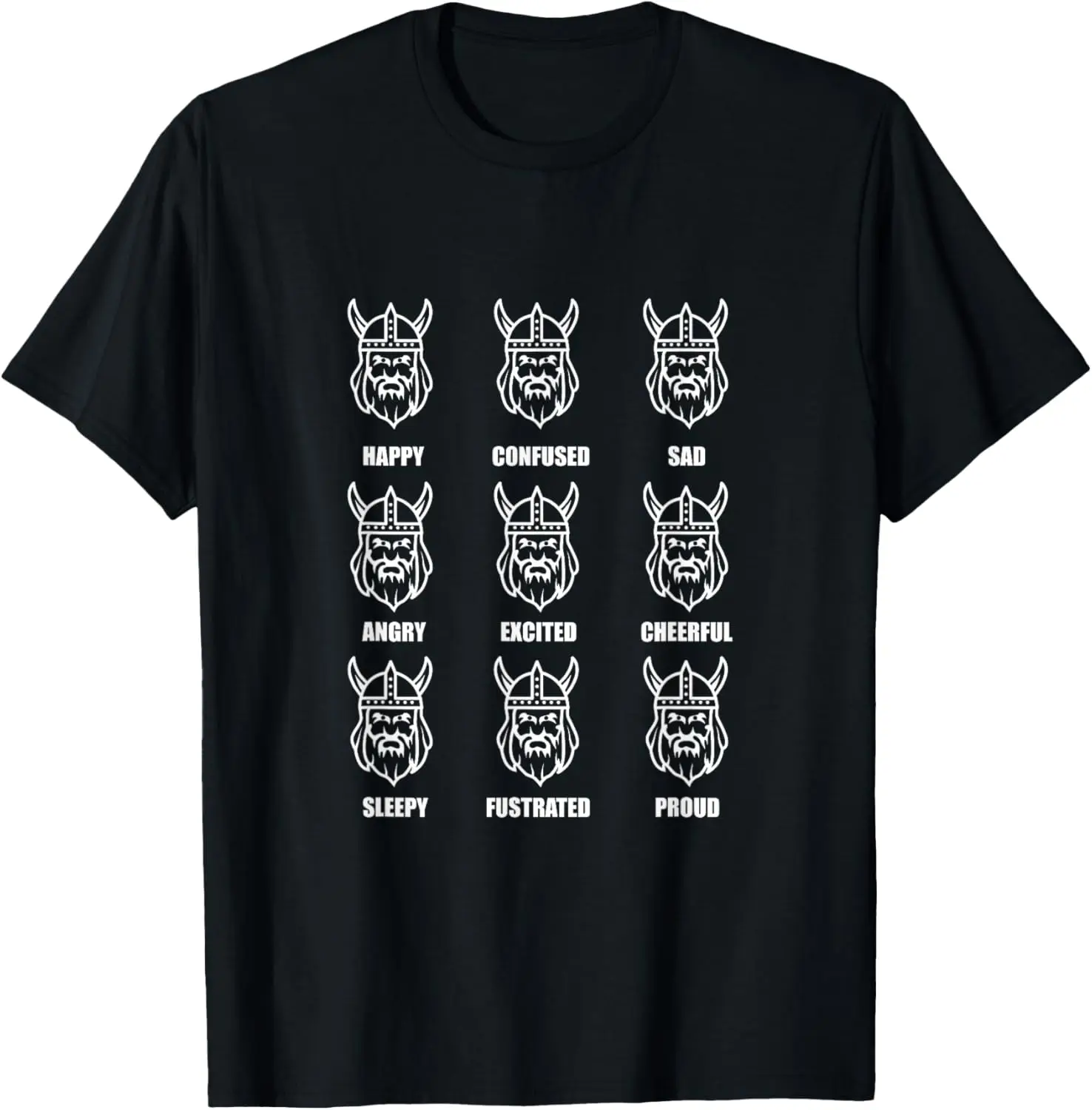 Viking Emotions graphic Norway Face Iceland Sweden T-Shirt