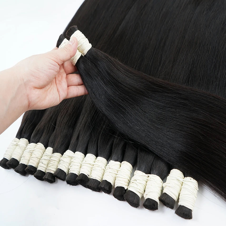 ที่ยังไม่ได้ 100% ผมจริงBulksเวียดนามไม่มีWeftธรรมชาติWavy Human Hair Extensions Originalทอผ้าสําหรับBraiding