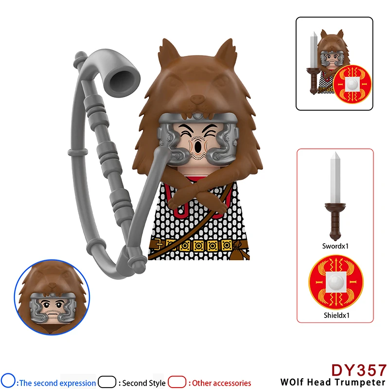 DY351 DY362 Medieval Time Knight Warrior Roman Soldier Infantry Helmet Figures MOC Building Blocks Accessories Toys For Children