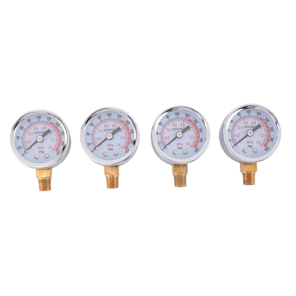 

4Pcs 0-200 Psi Air Pressure Gauge 1/8In Male NPT Connection Air Gauge Lower Side Mount 1.57In Dial Air Compressor Gauge