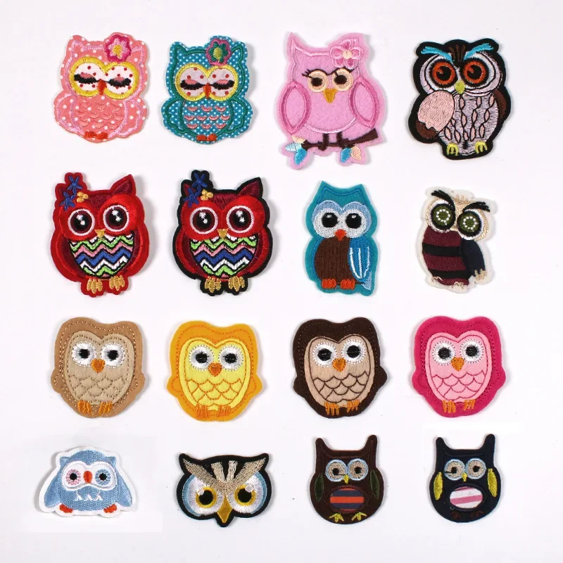 50pcs/lot Luxury Anime Owl Embroidery Patch Bird Flower Nighthawk Shirt Bag Clothing Decoration Accessory Craft Diy Applique