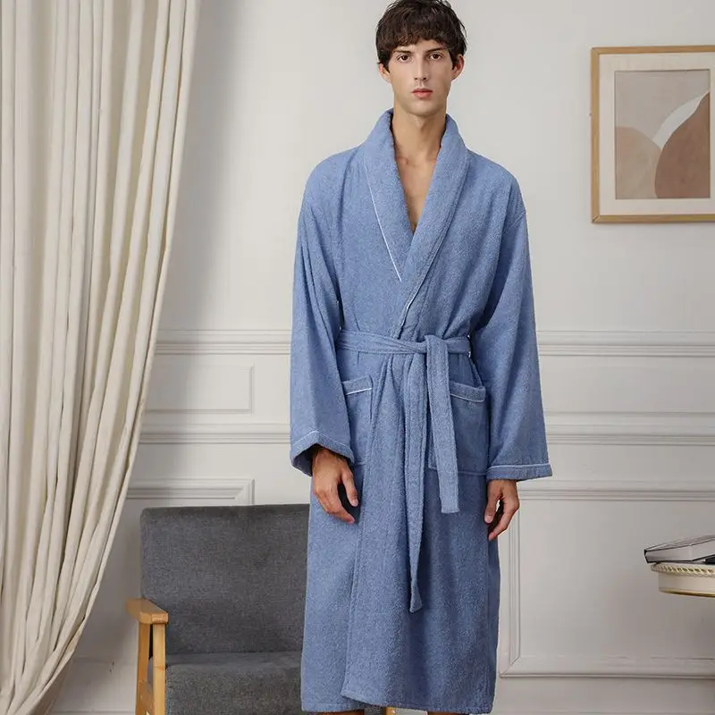 

Cotton Padded Bathrobe for Men and Women, Absorbent Nightgown, Five-star Towel, Large Size, Spring, Autumn, Winter