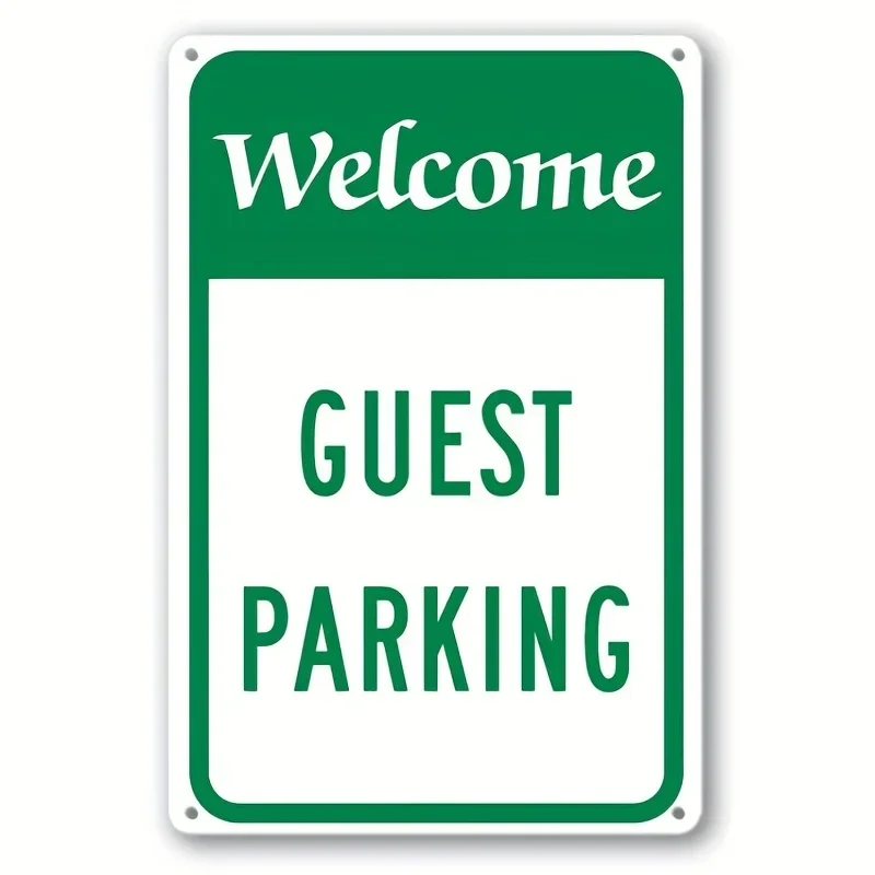 Welcome Guest Parking/Customer and Visitor Parking Road Sign |Indoor and Outdoor Wall Decor Garage Street Yard Metal Tin Sign