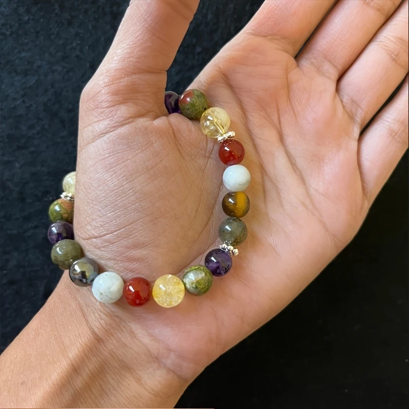 1pc Hormone Balance Bracelet: 8mm Moonstone, Citrine, Tiger Eye, Amethyst, Labradorite, Carnelian Calm Spiritual Protection Gift