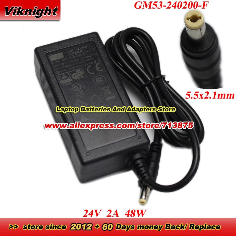 24V 2A 48W GM53-240200-F AC Adapter Power Supply With 5.5x2.1mm Power Adapter Charger