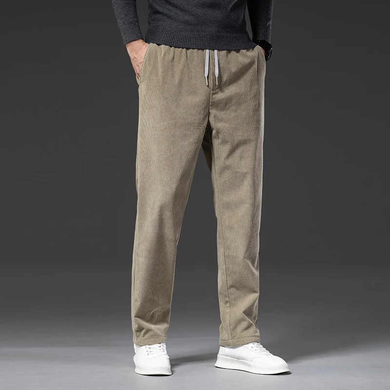 Men's Corduroy Straight Casual Pants Spring Autumn Business Leisure Fashion Trousers Regular Fit Male Pants Brand Clothes
