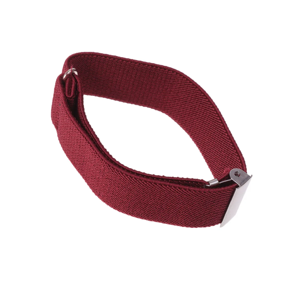 1Pair Non Adjustable Shirt Lock Belt Premium Chinlon Shirt Armband Anti-Slip for Men Women Office Formal Use Wine Red