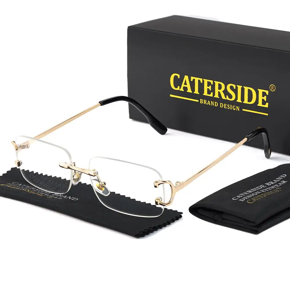 CATERSIDE Herren-Sonnenbrille ohne Rand, kleiner Rahmen, Markendesign, Metall, modische Sonnenbrille, Damen-Dekoration, Outdoor-Brille, UV400 – Detail 13