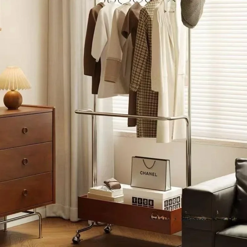 Stainless steel hanger, hat floor-to-ceiling mobile storage, coat rack, simple household bedroom