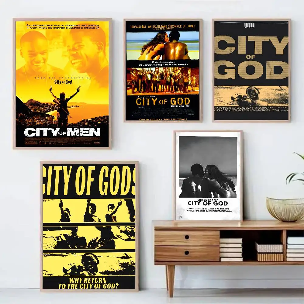 Classic Movie C-City Of God Poster Self-adhesive Art Waterproof Sticker Coffee House Dorm Room Wall Decor