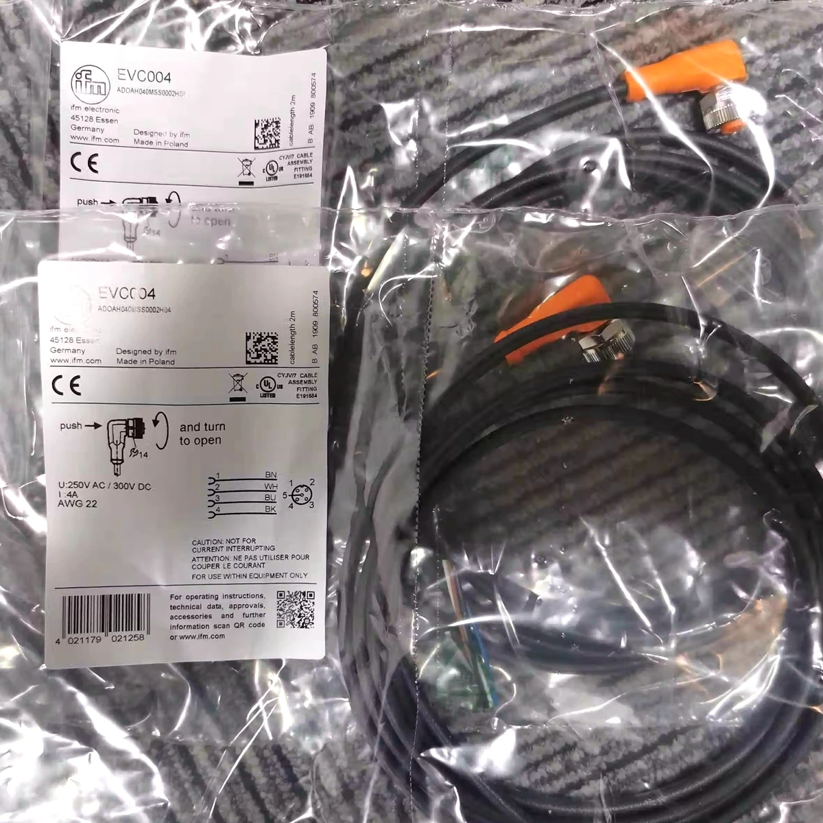 ifm 100%-NEW EVC001 EVC002 EVC003 EVC004 EVC005 EVC006 EVC007 EVC008 EVC009 EVT002 EVT005 EVS002 EVS004 Connector Cable original