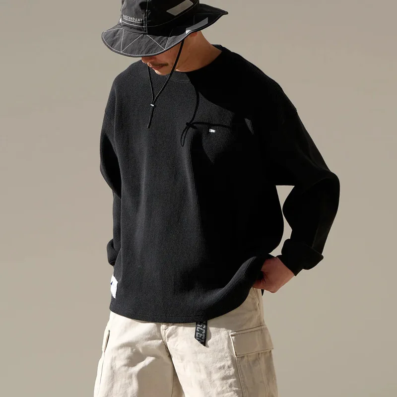 

Модная мужская толстовка с длинным рукавом, вышивкой и круглым вырезом, свободного кроя, из дышащего хлопка, удобная, повседневная.